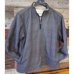 Orvis Classic Collection Sherpa Lined Pullover Men XXL Gray Textured Fleece Knit